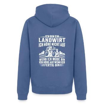 geschenk bauer ich bin ein landwirt - Unisex Premium Bio Zip Hoodie - Taubenblau - Hinten - Nico (187cm)