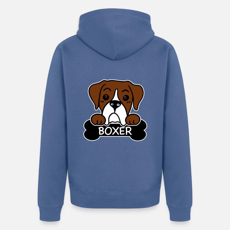 Boxer et os - Veste à capuche bio Premium Unisexe - bleu pigeon