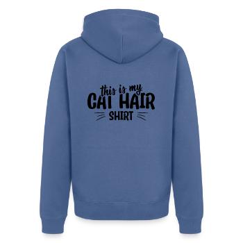 This is my cat hair shirt funny cat quote - Unisex Premium Bio Zip Hoodie - Taubenblau - Hinten - Nico (187cm)