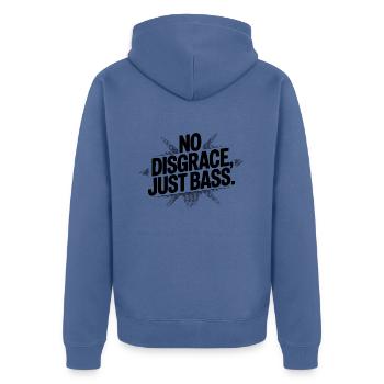 Keine Schande, nur Bass - Unisex Premium Bio Zip Hoodie - Taubenblau - Hinten - Nico (187cm)