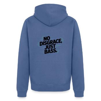 Keine Schande, nur Bässe fett - Unisex Premium Bio Zip Hoodie - Taubenblau - Hinten - Nico (187cm)