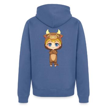 Cadeau horoscope zodiacal taureau MOSBIES - Veste à capuche bio Premium Unisexe - bleu pigeon - Dos - Nico (187cm)