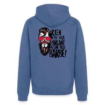 tete de mort hipster barbu citation rien parlant b - Veste à capuche bio Premium Unisexe - bleu pigeon - Dos - Nico (187cm)