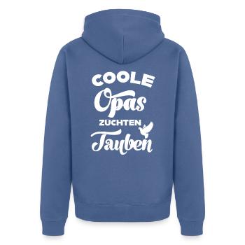 Opas züchten Tauben Taubenzüchter Brieftauben - Unisex Premium Bio Zip Hoodie - Taubenblau - Hinten - Nico (187cm)