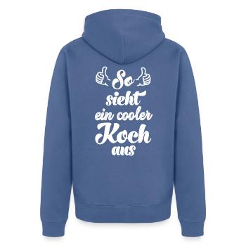 So sieht ein cooler Koch aus Köchin kochen - Unisex Premium Bio Zip Hoodie - Taubenblau - Hinten - Nico (187cm)
