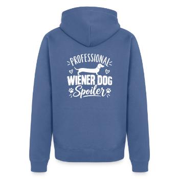 Dackel: Beruflicher Wursthund - Unisex Premium Bio Zip Hoodie - Taubenblau - Hinten - Nico (187cm)