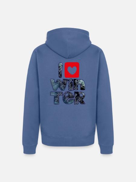 Wintermots mit Schneeflocken für Winterfans - Unisex Premium Bio Zip Hoodie - Taubenblau