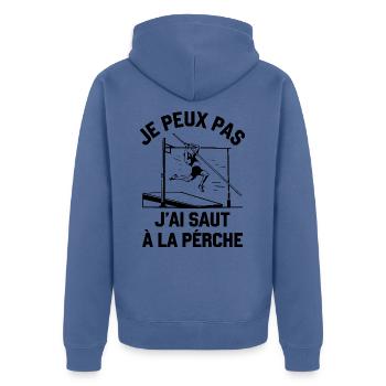 I Can't I Stabhochsprung Lustiger Stabhochsprung - Unisex Premium Bio Zip Hoodie - Taubenblau - Hinten - Nico (187cm)