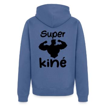 Super kiné - Veste à capuche bio Premium Unisexe - bleu pigeon - Dos - Nico (187cm)