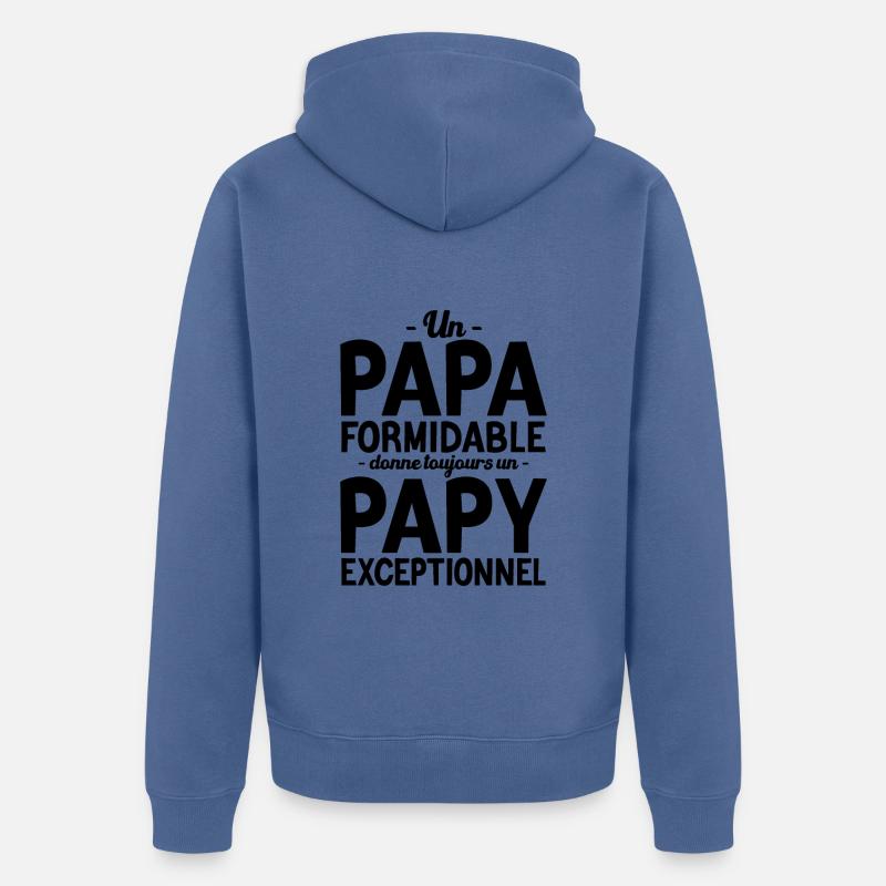 Papa formidable, papy exceptionnel - Veste à capuche bio Premium Unisexe - bleu pigeon