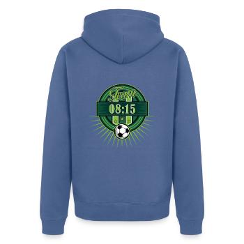 Fussball Logo - Unisex Premium Bio Zip Hoodie - Taubenblau - Hinten - Nico (187cm)