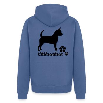 chihuahuatext - Unisex Premium Organic Zip Hoodie - stone blue - Back - Nico (187cm)