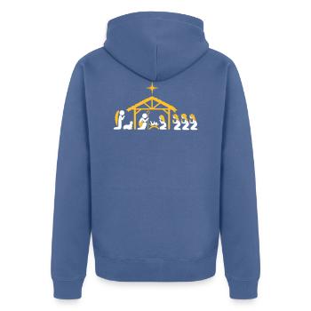 Krippe - Unisex Premium Bio Zip Hoodie - Taubenblau - Hinten - Nico (187cm)
