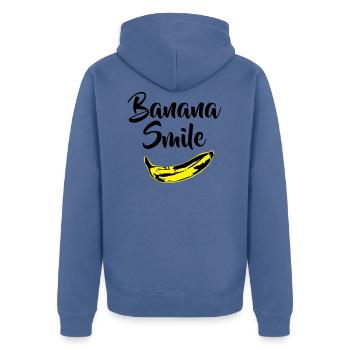 banana smile - Unisex Premium Organic Zip Hoodie - stone blue - Back - Nico (187cm)