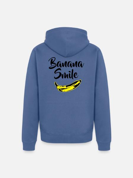Banane Lächeln - Unisex Premium Bio Zip Hoodie - Taubenblau