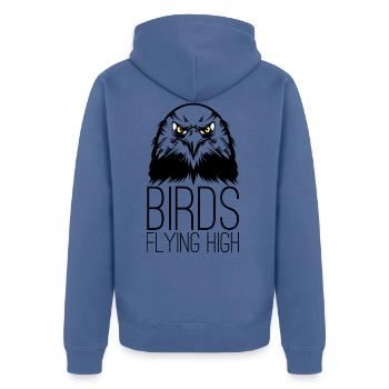 Oiseaux volant haut - Veste à capuche bio Premium Unisexe - bleu pigeon - Dos - Nico (187cm)