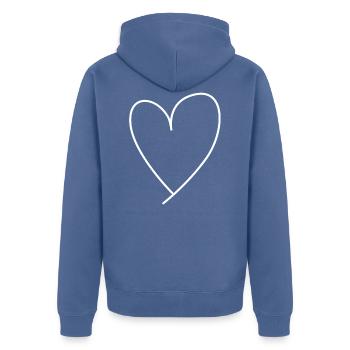 cœur - Veste à capuche bio Premium Unisexe - bleu pigeon - Dos - Nico (187cm)