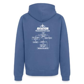 Anleitung zur Fehlersuche in der Luftfahrt Flugzeuggeschenk-Shirt - Unisex Premium Bio Zip Hoodie - Taubenblau - Hinten - Nico (187cm)