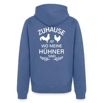 Zuhause ist meine Hühner sind Huhn Bauer Landwirt - Unisex Premium Bio Zip Hoodie - Taubenblau - Hinten - Nico (187cm)