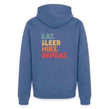 Hiking mountaineering mountaineering - Unisex Premium Organic Zip Hoodie - stone blue - Back - Nico (187cm)