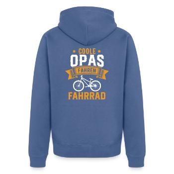 Coole Opas fahren Fahrrad Rentner Geschenk - Unisex Premium Bio Zip Hoodie - Taubenblau - Hinten - Nico (187cm)