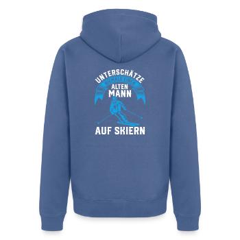 Skifahren Skiurlaub Alter Mann Lustig - Unisex Premium Bio Zip Hoodie - Taubenblau - Hinten - Nico (187cm)