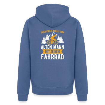 Fahrrad Radfahren Lustiges Radfahrer Geschenk - Unisex Premium Bio Zip Hoodie - Taubenblau - Hinten - Nico (187cm)