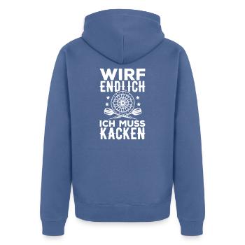 Dart Dartscheibe Lustiges Dartspieler Geschenk - Unisex Premium Bio Zip Hoodie - Taubenblau - Hinten - Nico (187cm)
