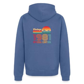 40. Geburtstag Baujahr 1981 Geschenkidee - Unisex Premium Bio Zip Hoodie - Taubenblau - Hinten - Nico (187cm)