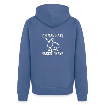 Hasen Hasenbesitzer Tierfreund Lustiges Geschenk - Unisex Premium Bio Zip Hoodie - Taubenblau - Hinten - Nico (187cm)