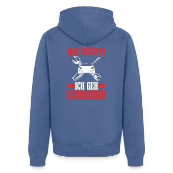 Schrauben Tuning KFZ Schrauber Tuner Geschenkidee - Unisex Premium Bio Zip Hoodie - Taubenblau - Hinten - Nico (187cm)