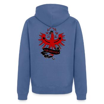 Südtirol - Unisex Premium Bio Zip Hoodie - Taubenblau - Hinten - Nico (187cm)