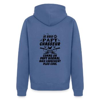 Un Papy Chasseur comme un Papy Normal Cadeau Papy - Veste à capuche bio Premium Unisexe - bleu pigeon - Dos - Nico (187cm)