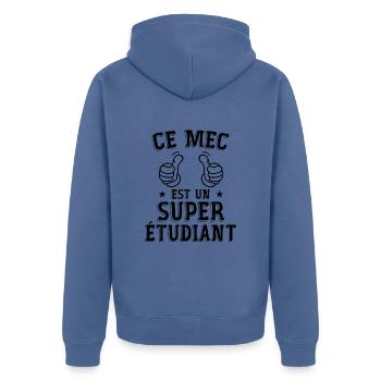 Ce mec est un super étudiant cadeau étudiant - Veste à capuche bio Premium Unisexe - bleu pigeon - Dos - Nico (187cm)