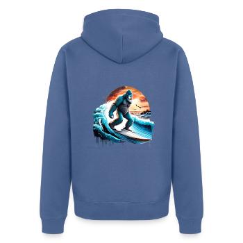 big foot surf - Unisex Premium Organic Zip Hoodie - stone blue - Back - Nico (187cm)