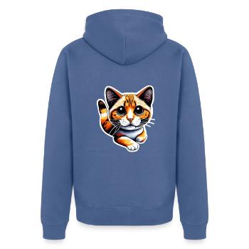 Un chat orange, avec son pelage lumineux, - Veste à capuche bio Premium Unisexe - bleu pigeon - Dos - Nico (187cm)