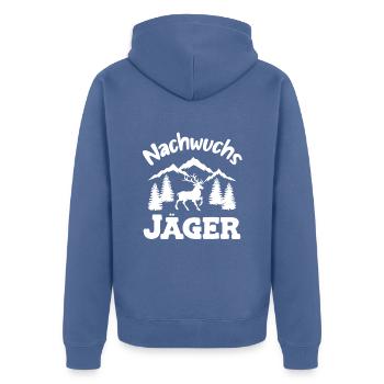 Nachwuchs Jäger Nachwuchsjäger Jagd Papa Jägerin - Unisex Premium Bio Zip Hoodie - Taubenblau - Hinten - Nico (187cm)