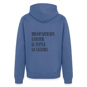 INFORMATICIEN l homme le mythe la légende humour - Veste à capuche bio Premium Unisexe - bleu pigeon - Dos - Nico (187cm)