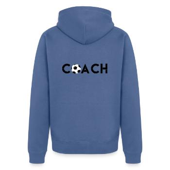 Soccer coach | Coach football coach gift - Unisex Premium Organic Zip Hoodie - stone blue - Back - Nico (187cm)