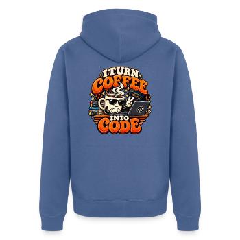 Ich verwandle Kaffee in Code | Programmierer - Unisex Premium Bio Zip Hoodie - Taubenblau - Hinten - Nico (187cm)