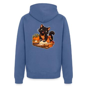Kürbiskatzenbäcker - Unisex Premium Bio Zip Hoodie - Taubenblau - Hinten - Nico (187cm)