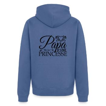 Papa fête des pères cadeau pour mon père fille !! - Veste à capuche bio Premium Unisexe - bleu pigeon - Dos - Nico (187cm)