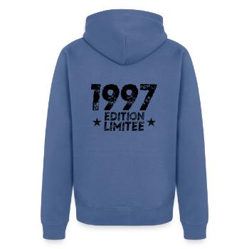 1997 Limited Edition Geburtstagsgeschenk!! - Unisex Premium Bio Zip Hoodie - Taubenblau - Hinten - Nico (187cm)