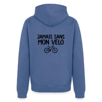 cycliste | Jamais sans mon vélo cadeau Vélo - Veste à capuche bio Premium Unisexe - bleu pigeon - Dos - Nico (187cm)