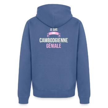 je suis une Cambodgienne - Veste à capuche bio Premium Unisexe - bleu pigeon - Dos - Nico (187cm)