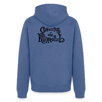 hearts of breizh brittany breton bzh logo - Unisex Premium Organic Zip Hoodie - stone blue - Back - Nico (187cm)