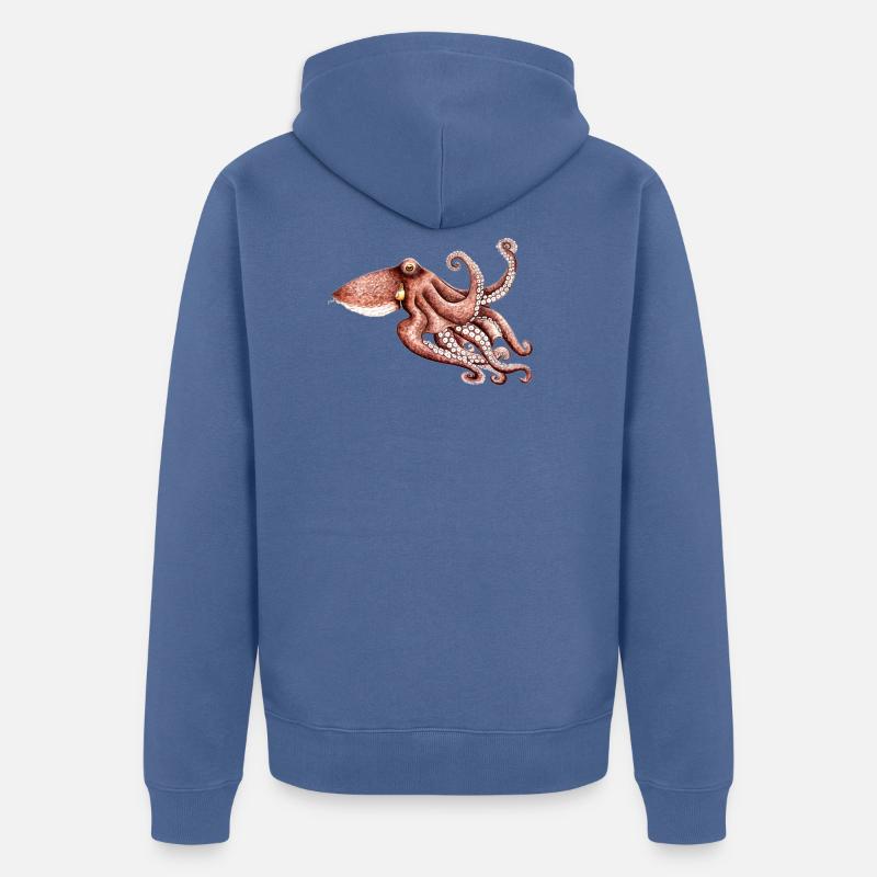 Octopus - Octopus vulgaris - Octopus Pieuvre Poulpe - Veste à capuche bio Premium Unisexe - bleu pigeon