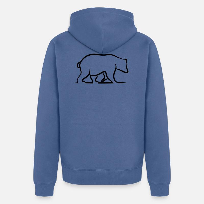 Ours brun - Grizzly - Veste à capuche bio Premium Unisexe - bleu pigeon