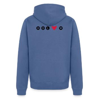 HDL Hab dich lieb Freundschaft best friends Paare - Unisex Premium Bio Zip Hoodie - Taubenblau - Hinten - Nico (187cm)