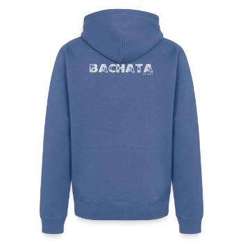 White Bachata - Unisex Premium Organic Zip Hoodie - stone blue - Back - Nico (187cm)